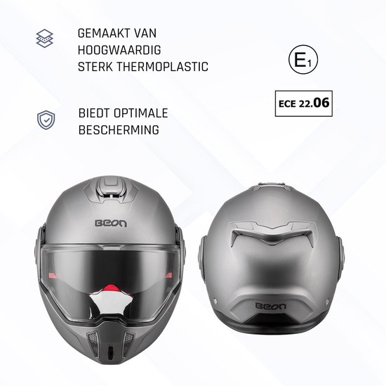 BEON Stradale Motorhelm - XS - Systeemhelm met Zonnevizier - 180º ...