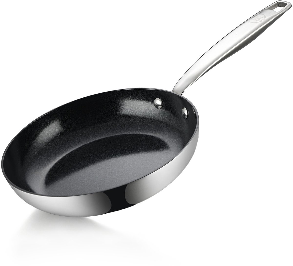 BE Living RVS Koekenpan - Ø 20 cm - Keramisch - Inductie Pan - PFAS Vrij Anti Aanbak - Bakpan - Essential Series