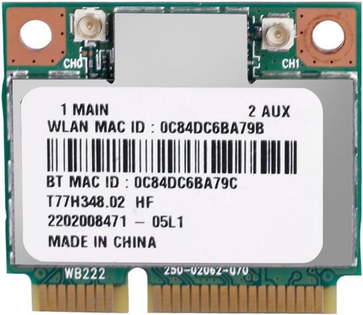 Dual Band WiFi Kaart 300Mbps met Bluetooth 4.0 voor Laptops (Mini PCI-E)