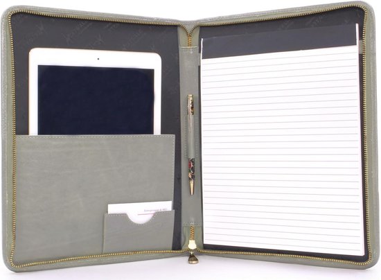 FERGÉ Aktetas DIN A5 – Echt Leer, Zwart, Handgemaakt, Met Magneetsluiting, 24x18x2 Cm, Voor Heren En Dames, Incl. Notitieblok