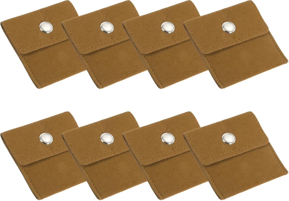 3x7 Inch Jewelry Pouch - 8 Pack Velvet Pouches - Snap Button Portable Storage Bag voor Oorbellen - Armbanden - Kettingen - Ringen - Horloge - Geel