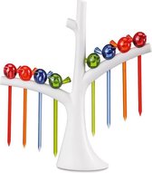 Koziol [pi:p] Party prikkers met boom cotton white-tr. azure blue/olive green/