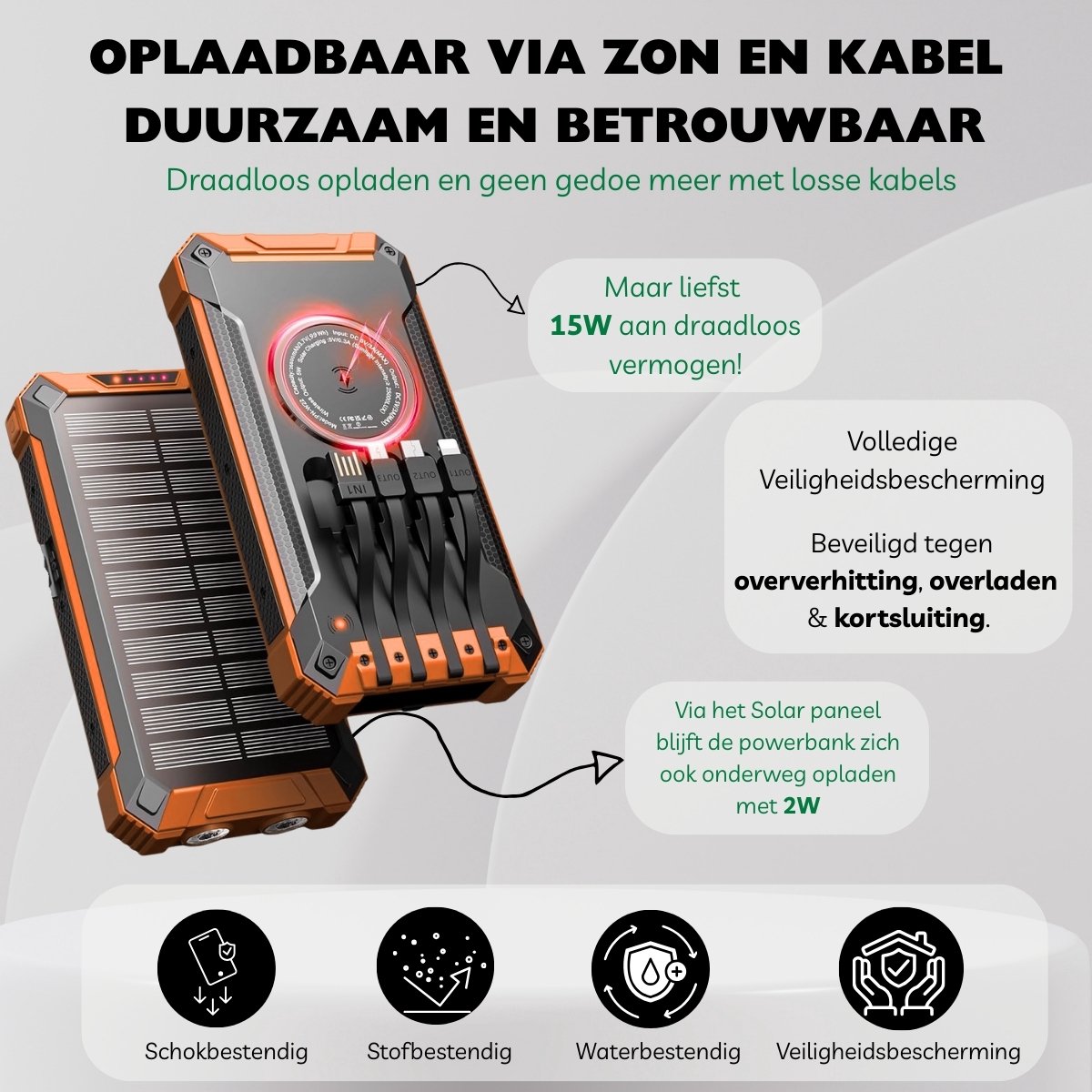 Avyra Solar Powerbank 20000 mAh - Zonneenergie - Powerbank - afbeelding 3