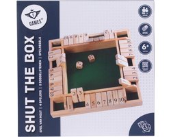 Shut the Box – 4 Spelers – Houten Bak met Ingelegd Vilt – Inclusief 8 Houten Dobbelstenen – Bordspel