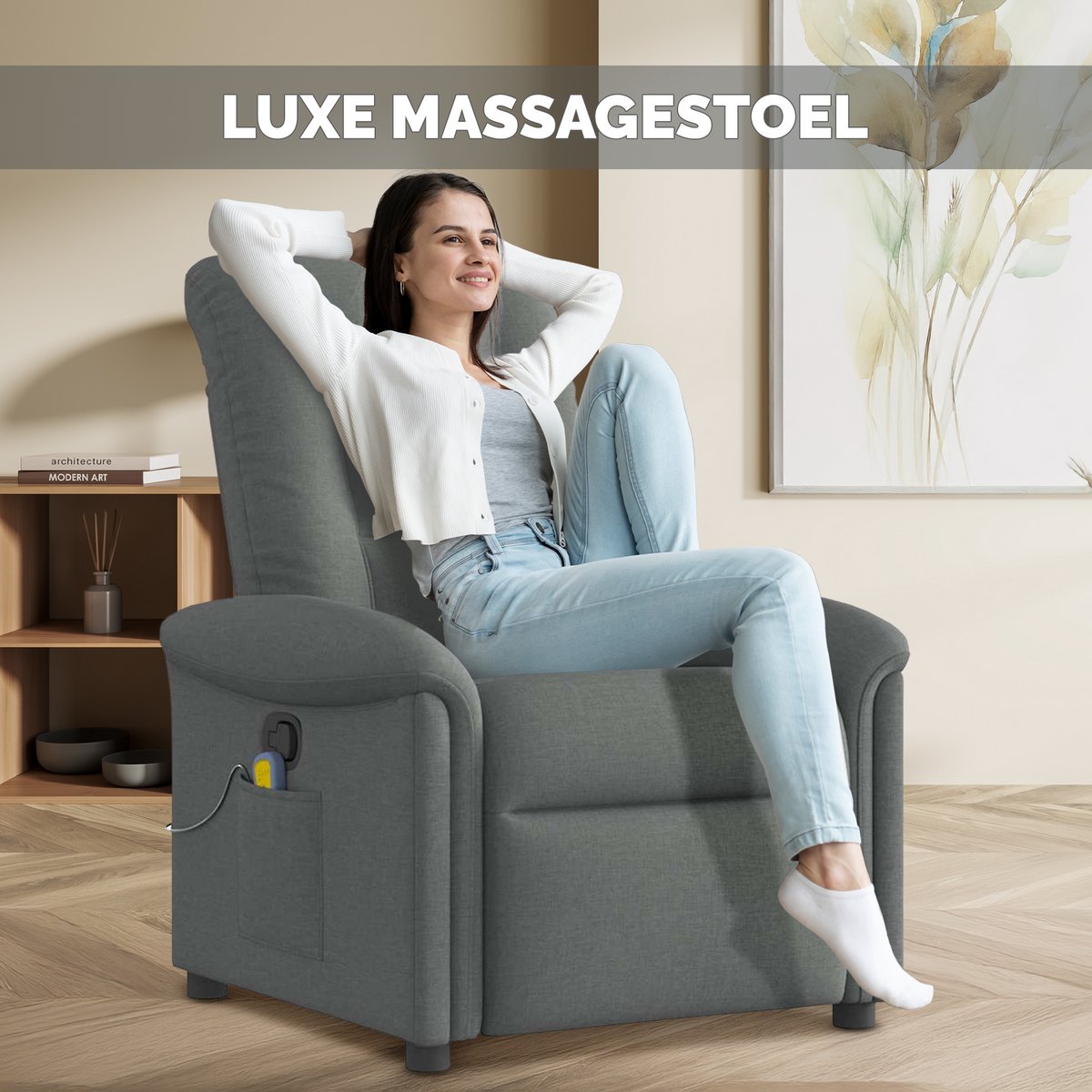 GranMaison Massagestoel Donkergrijs Elektrisch met - afbeelding 2