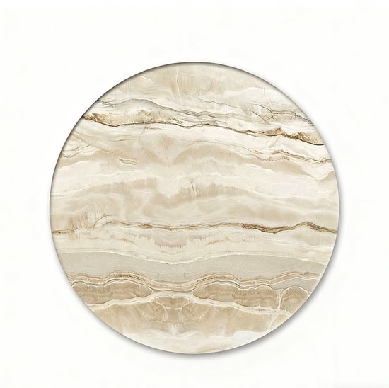 Dessous-de-verre - Set de 8 - Ensemble de dessous-de-verre - Dessous-de-verre pour verres - Cadeau - 16 × 16 CM - Coasters - Rond - Beige - Marble - Design Marbre