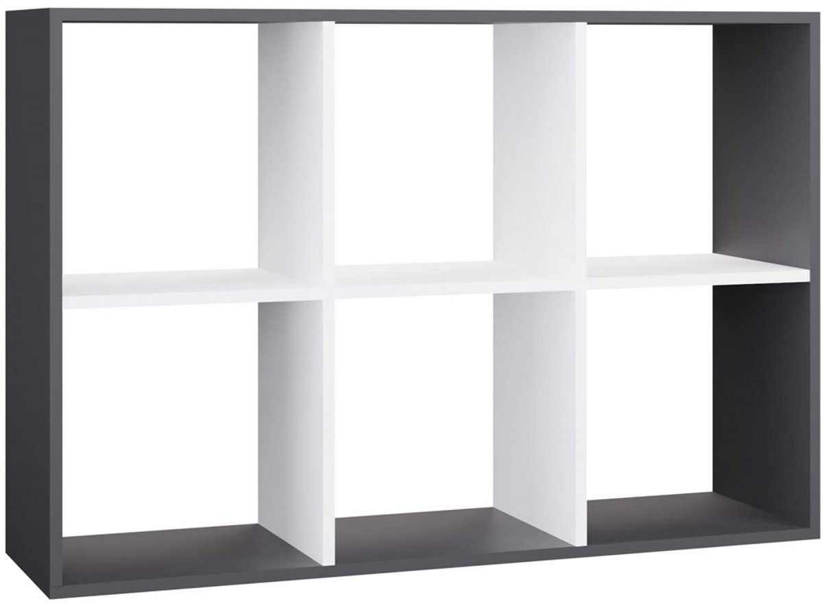 Topeshop MALAX 2x3 - Vakkenkast - Antraciet/Wit - 6 vakken - Modulair - Horizontaal of verticaal te plaatsen