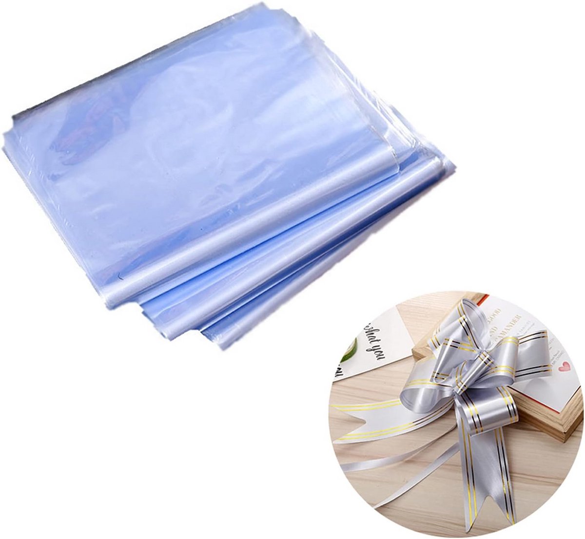 5x Grote Lichtblauwe PVC Krimpfoliezakken met Sluitstrips voor Verpakking