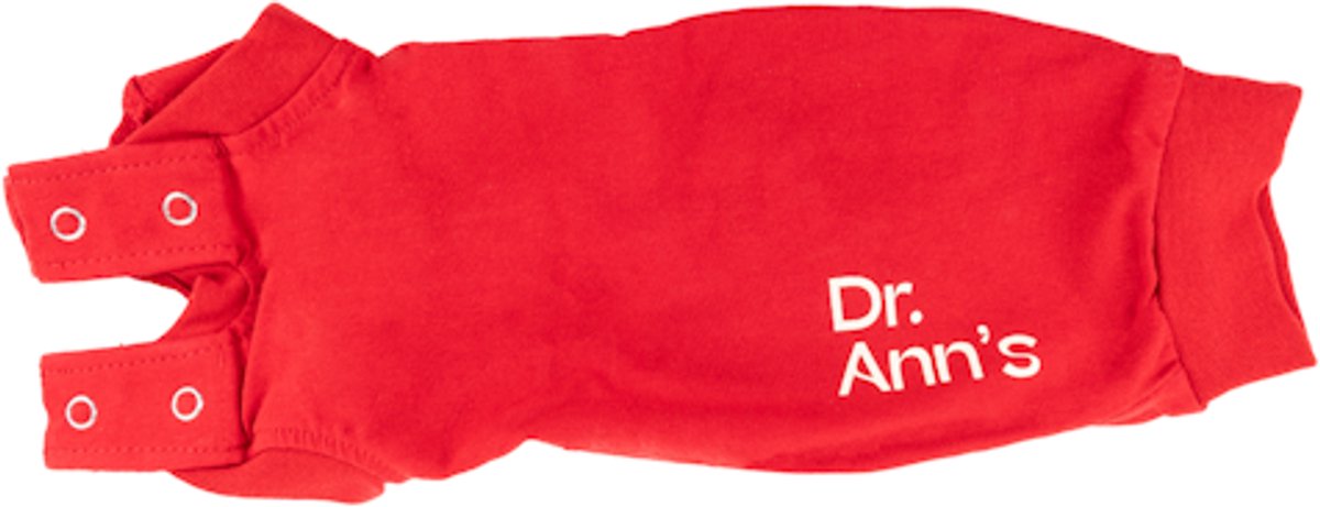 Dr. Ann's Protective Shirt XXXXS Rood - Honden Romper - Alternatief voor Hondenkraag en Hondenkap - Beschermt na operatie of ter ondersteuning bij huidziekten, incontinentie of loopsheid - Comfortabele Pasvorm - Ademende Stof