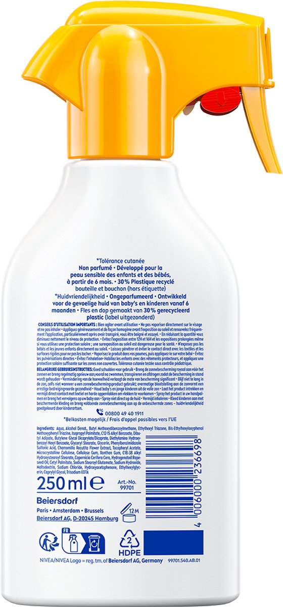 NIVEA SUN Kids & Babies Sensitive Protect Zonnespray SPF 50+ - Waterbestendig - - Baby en Kind - Eczeemgevoelige huid - Parfumvrij - 250ml — afbeelding 2