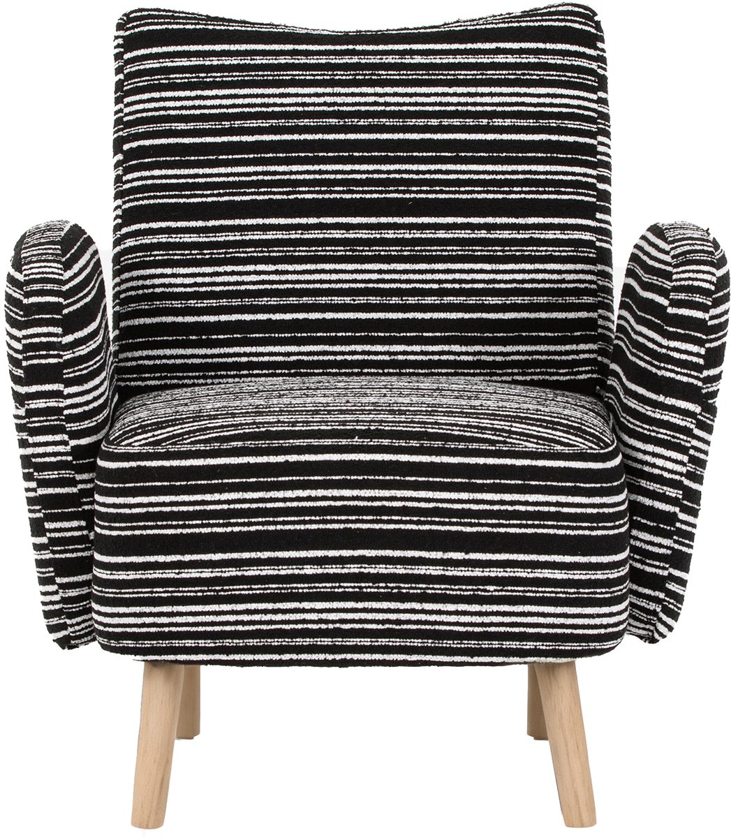 Moderne fauteuil, stof met cirkelpatroon, met zijzak, poten van massief hout, comfortabele leesstoel, woonkamer, slaapkamer, kantoor-zwart