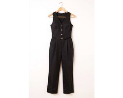 Retro Zwart Vest en Broek Dames Kledingset