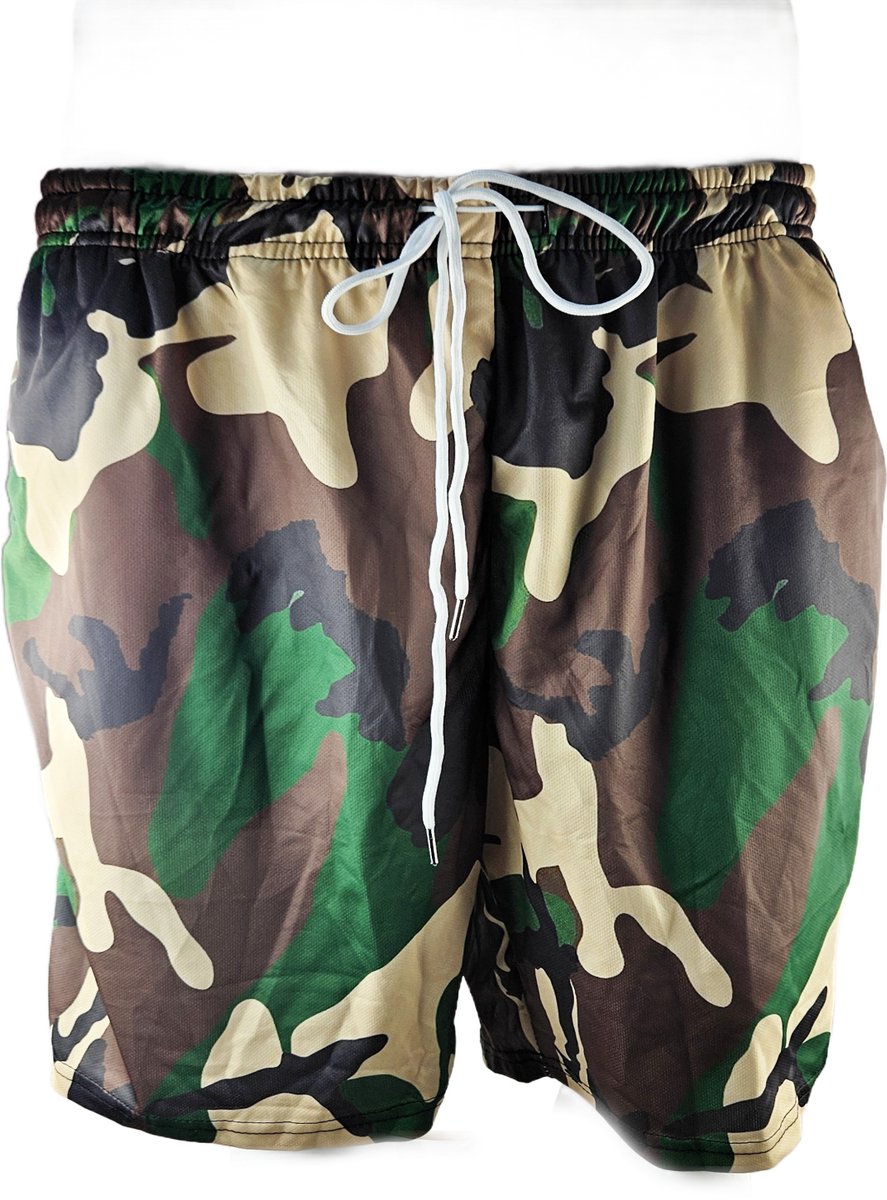BamBella ® - Zwembroek - Maat L/XL - leger print zwemshorts - short man mannen korte broek heren