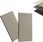 Aufun Akoestische Panelen Set 2 Stuks 120x60cm Wit-Eikenkleur - Zelfklevende Geluidsabsorberende Wandbekleding