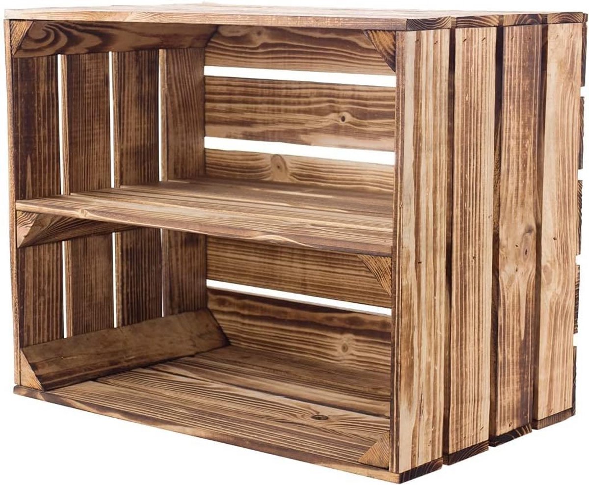 4x Houten Fruitkisten Gevlamd - Opslagkist | Boekenkast | Schoenrek - 50x40x30 cm