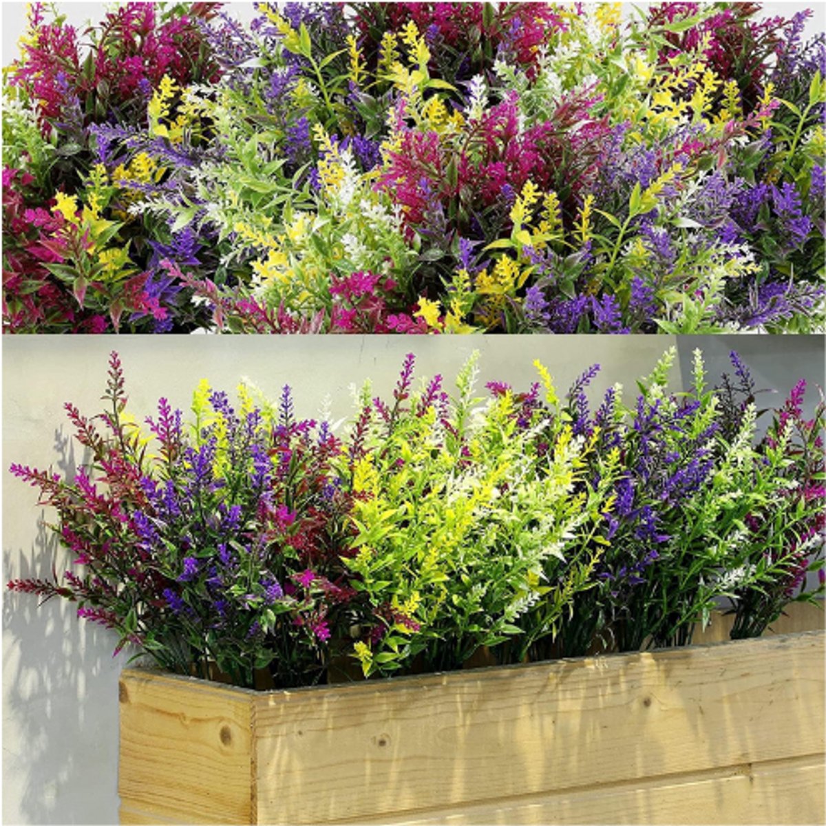 BOG Set Van 12 Kunstlavendel Bundels – UV-Bestendige Bloemen Voor Buiten – Mix Kleuren Voor Tafeldecoratie, Bloemstukken, Huis En Tuin Veelkleurig