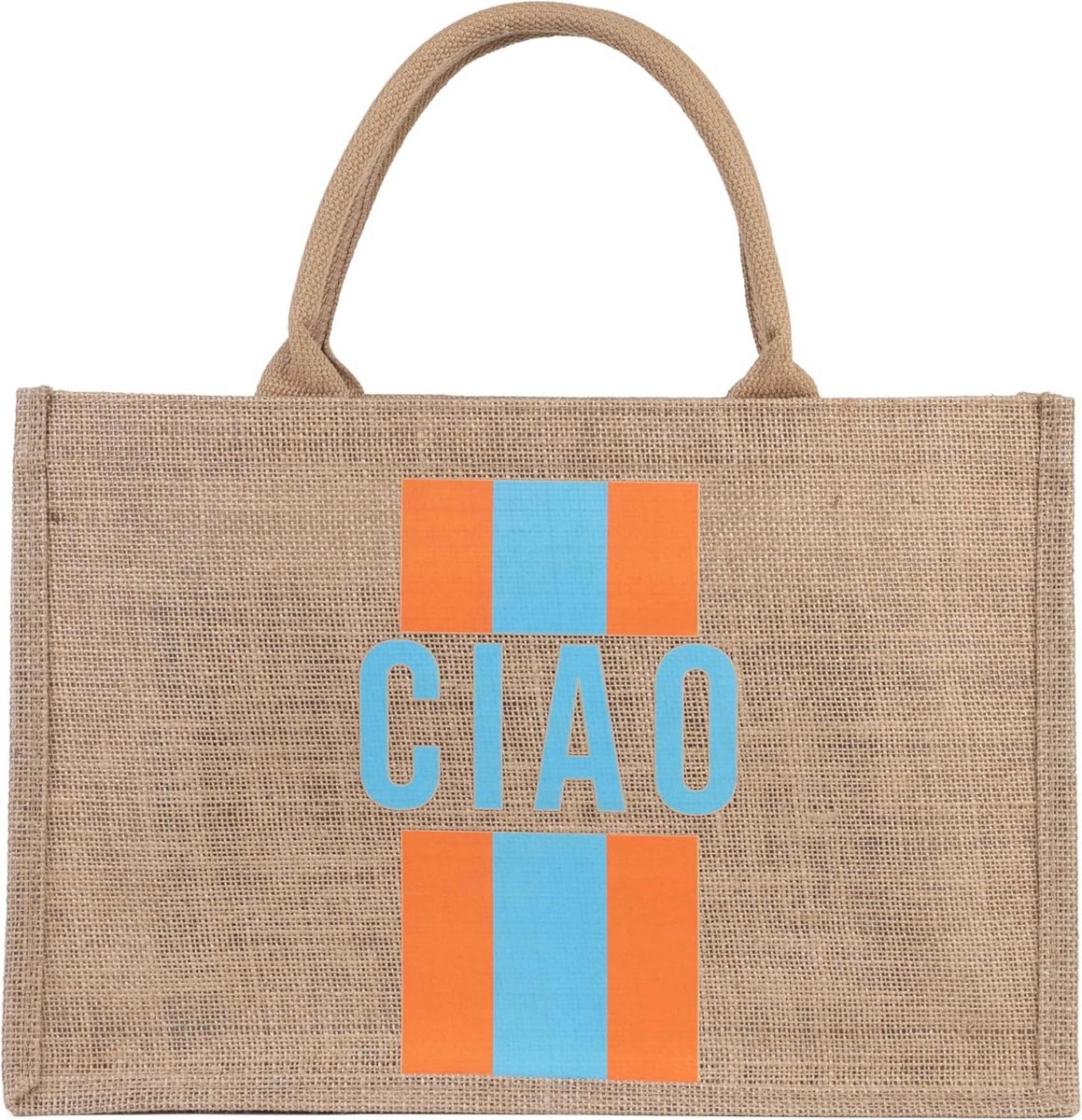 Grote Jute Shopper Tas met Strepen - Duurzaam Schoudertas voor Winkel en Strand