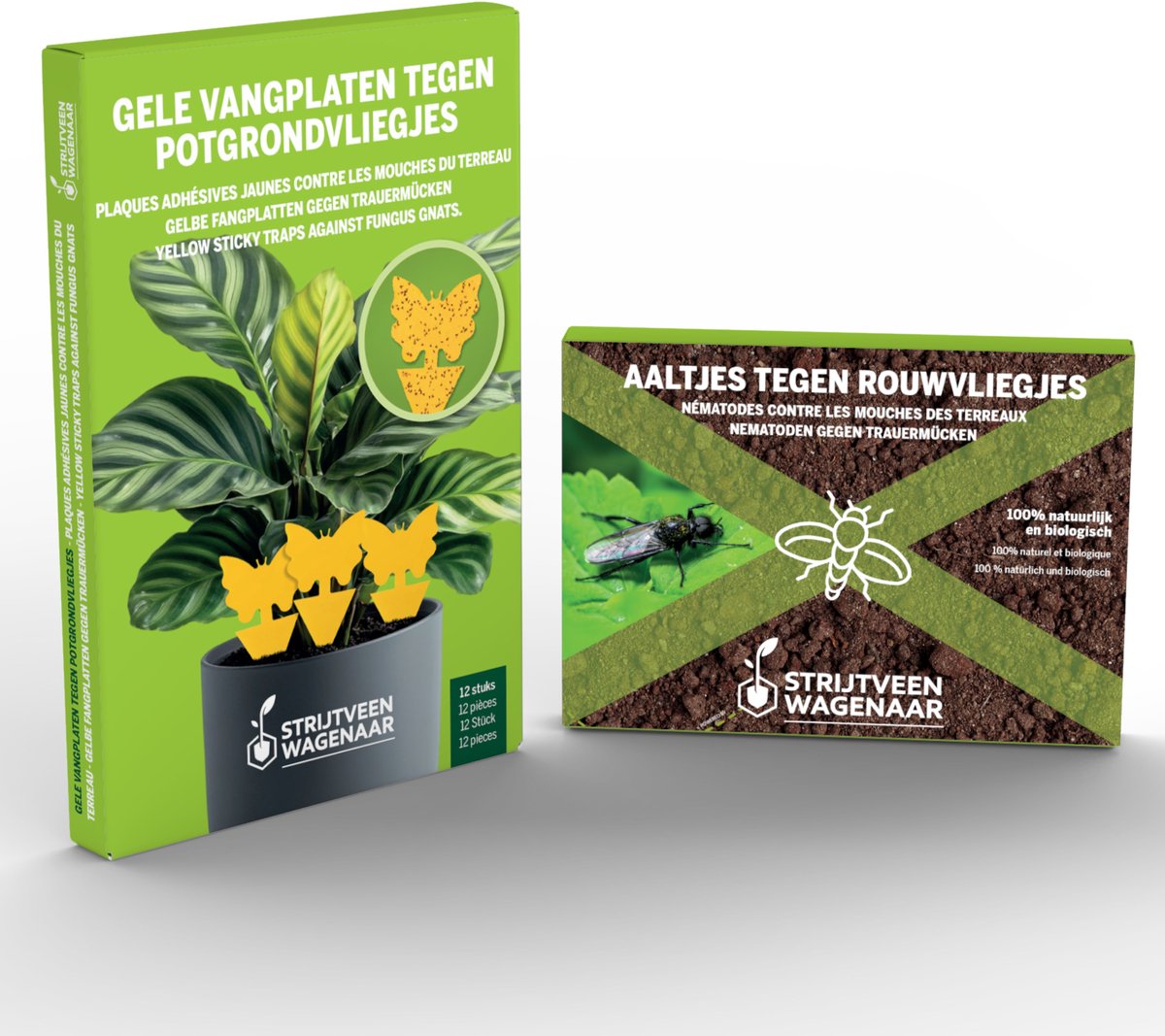 Strijtveen & Wagenaar Combipakket - Aaltjes tegen Rouwvliegjes 50m² + 36 plakstrips - Rouwvliegjes bestrijden - Gele vangplaten – Insectenval - Insecten vanger - Bestrijdingspakket