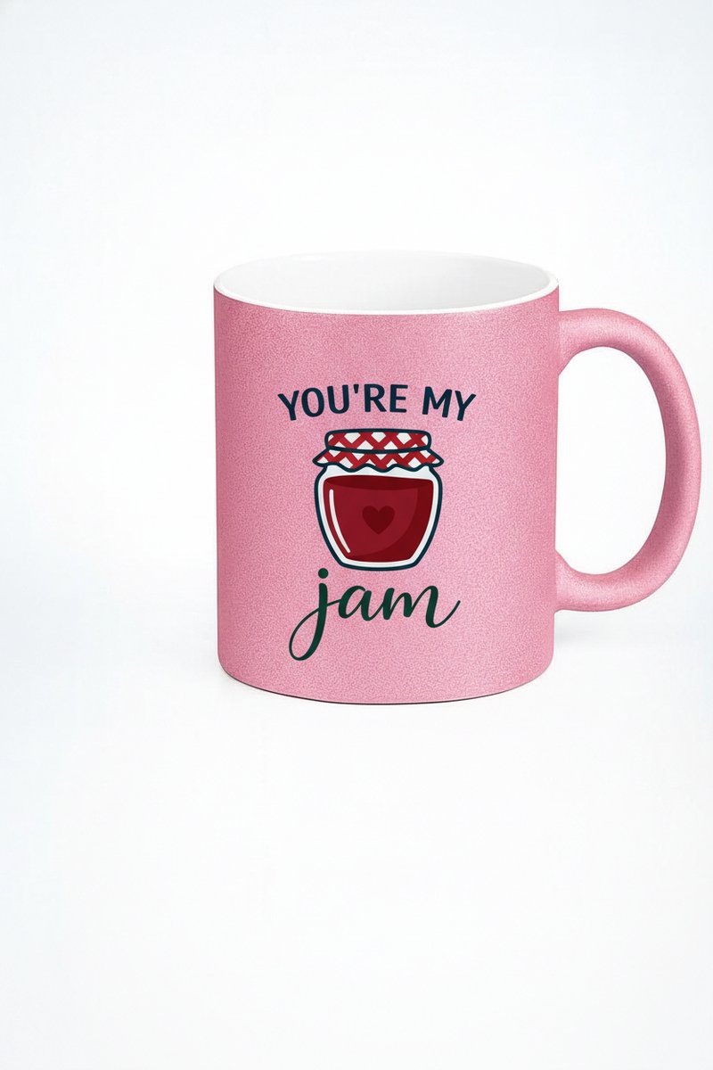 Roze Mok 'You're My Jam' - Lieve Cadeaumok met Hartjes Jam Pot - Romantisch & Uniek