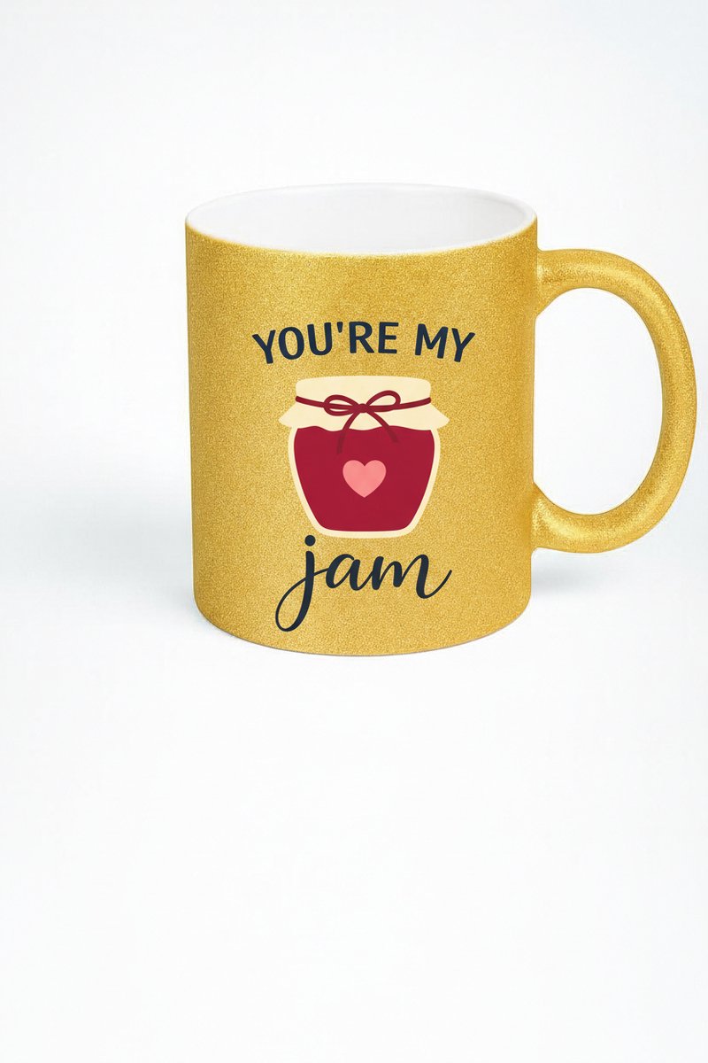 You're My Jam" Gouden Glitter Mok - Romantisch Cadeau voor Liefde