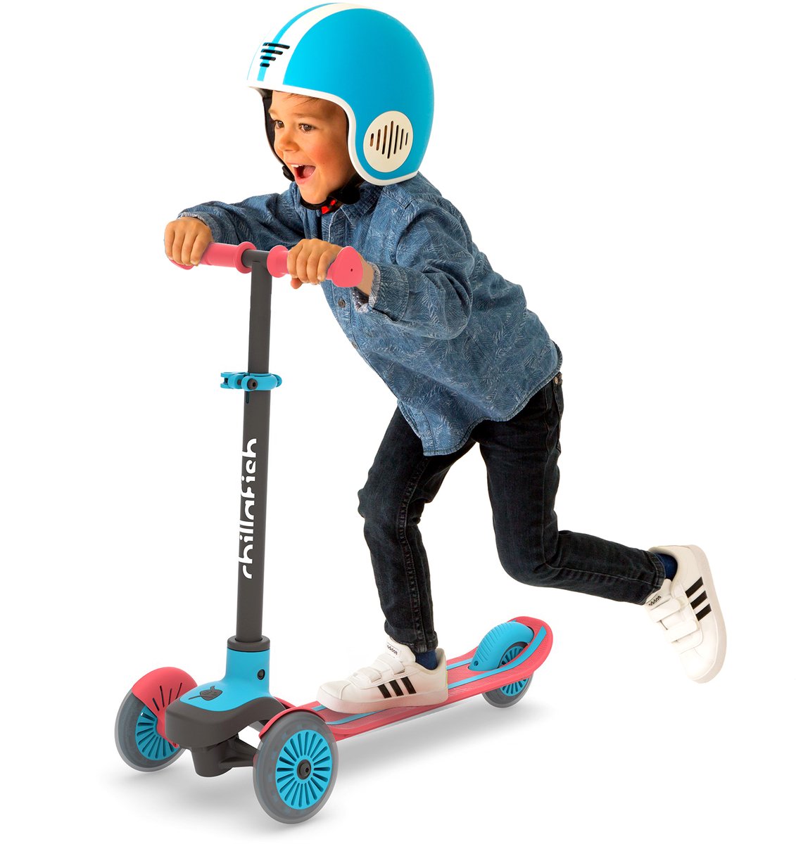 Chillafish Kinderstep 3 Jaar met drie wielen - Rood Blauw - Lichtgewicht step met afneembaar stuur en voetrem - Aanpasbaar in hoogte - Leun-om-te-sturen - Extra grip handgrepen - Model Scotti — afbeelding 5