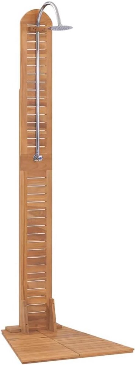 Tuin Douche Buiten - Houten Douche met Regendouchekop en Antislip Basis