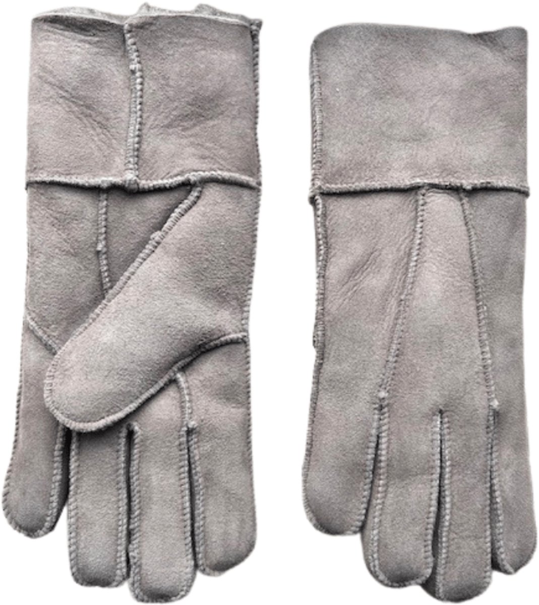 Lammy handschoenen heren - Leren handschoen heren winter - Wol - Winddicht en waterafstotend - Grijs - Maat L