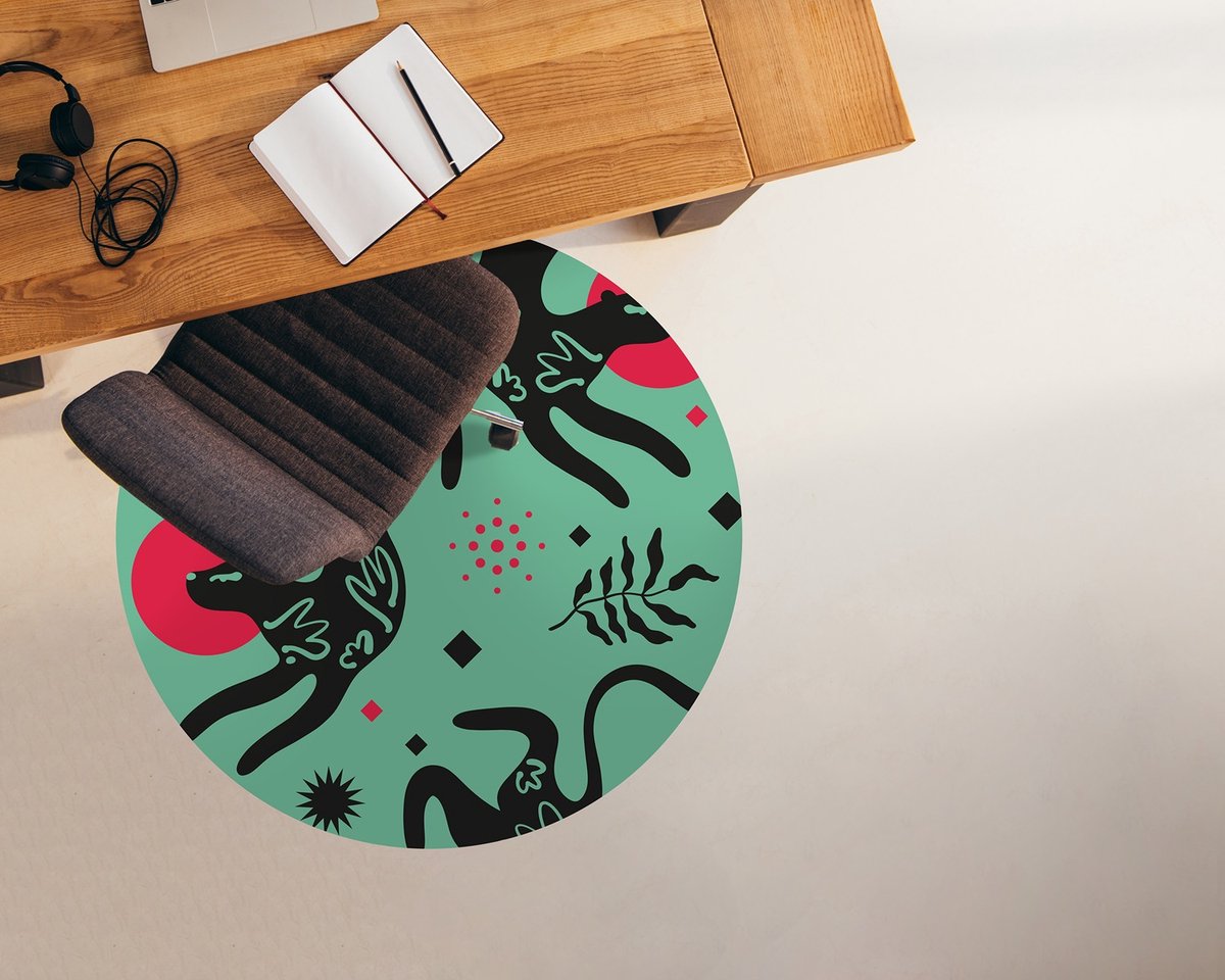 Coloray Vloerbeschermer - Surrealistische poema Stoel Mat - 100x100 cm - Veelkleurig Bureaustoelmat - Vloerbeschermer Vinyl - PVC Vloerbeschermer - Ronde Mat - Abstracties Thema