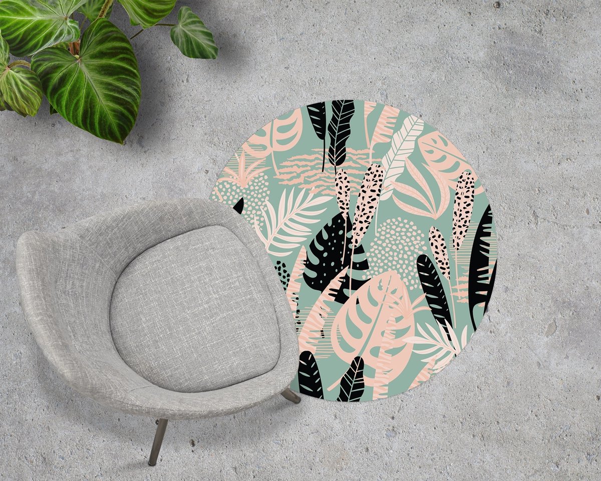 Coloray Vloerbeschermer - Natuurbladeren Stoel Mat - 100x100 cm - Veelkleurig Bureau Stoel Mat - Vloerbeschermer PVC - Mótif Bureaustoelmat - Ronde Mat - Natuur Thema