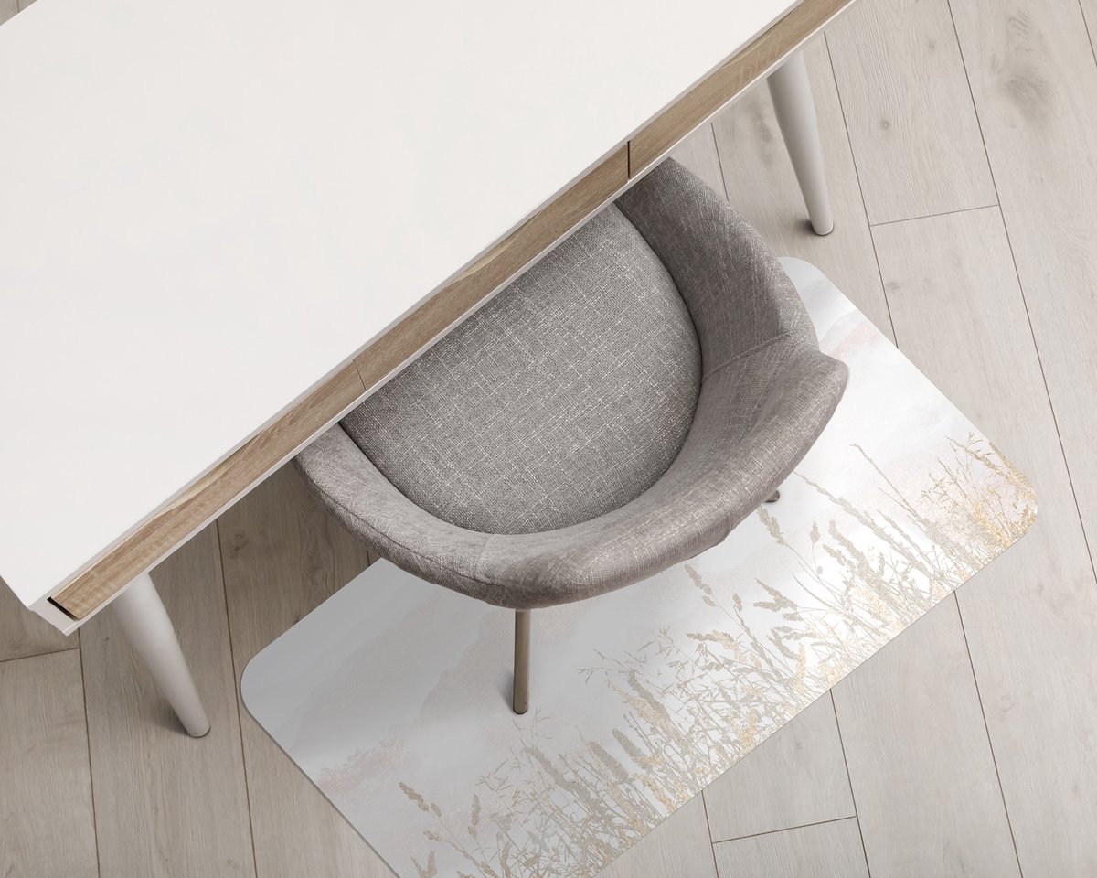 Coloray Vloerbeschermer - Veld in de mist Vloerbeschermer Tapijt - 140x100 cm - Beige Bureaustoelmat - Vloerbeschermer Vinyl - Mótif Vloerbeschermer - Rechthoekige Mat - Landschappen Thema