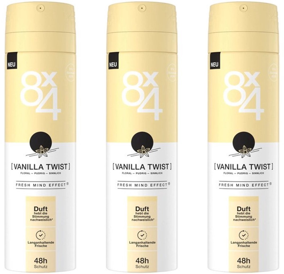8 x 4 Deo Spray - Vanilla Twist - Voordeelverpakking 3 x 150 ml