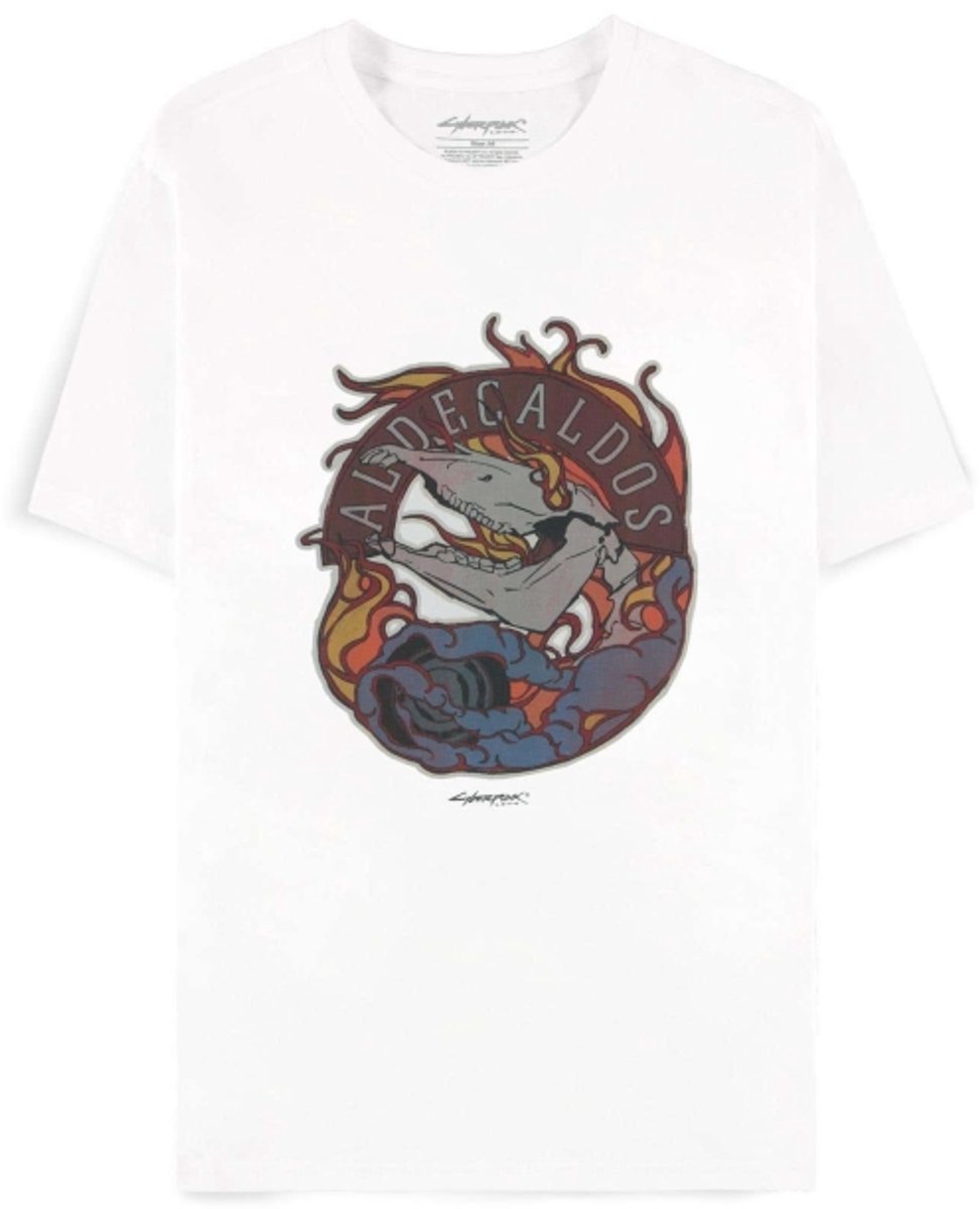 Cyberpunk 2077 - Aldecaldos Horse skull Unisex Tshirt - L - Wit