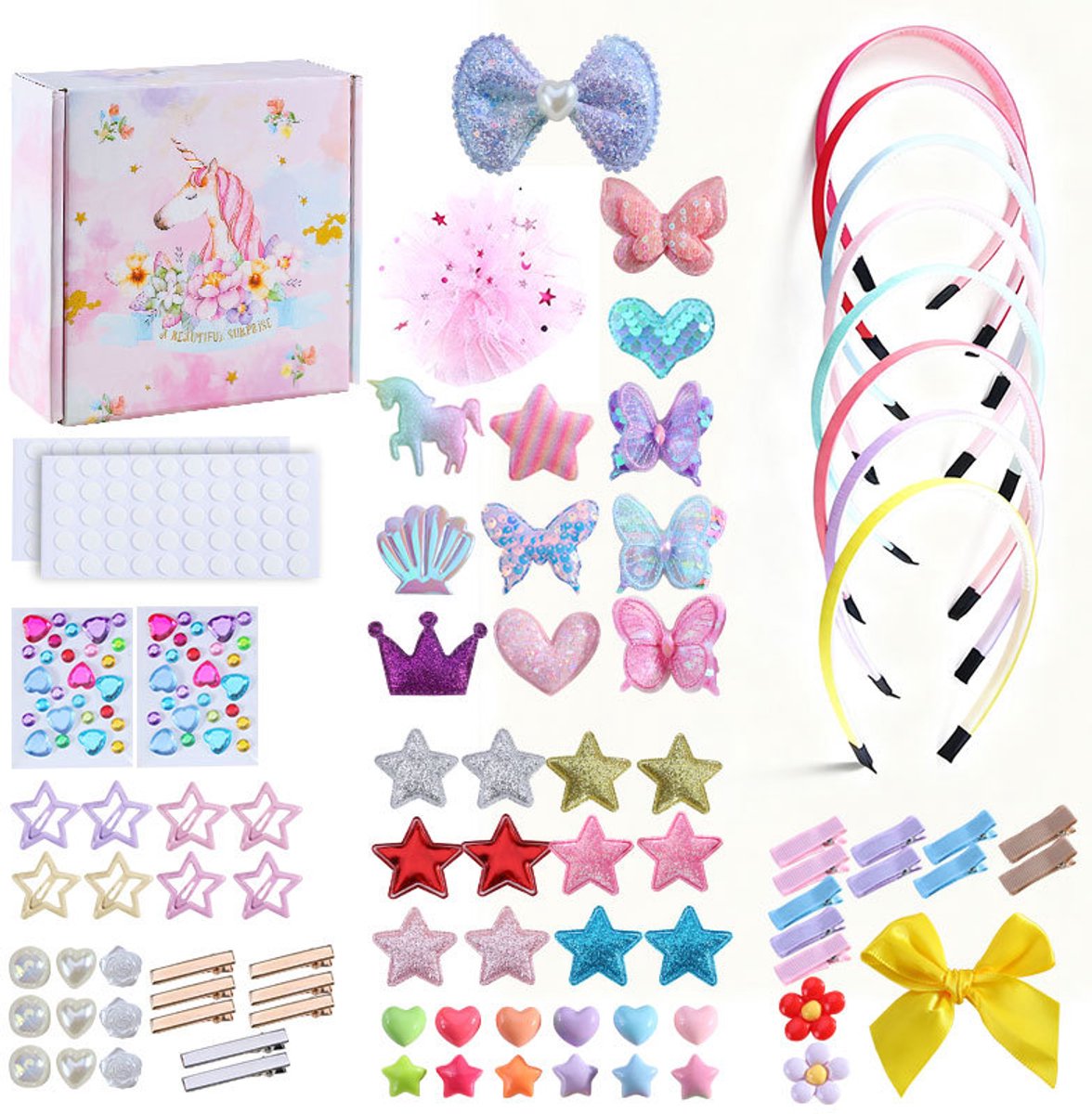 Kraftverdia DIY Haarband Knutselset - 89-delig - Diadeem Knutselen voor Meisjes 3-12 Jaar - Knutselset Haaraccessoires
