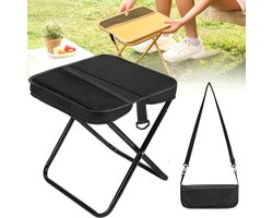 Pvouwbare kruk voor buitenrugzak - opvouwbare rugzakkruk - Draagbare kruk - Viskrukje - Reiskruk - Handig mee te nemen - houdt tot 120 kg - Kampeeruitrusting - outdoor klapstoel met ritssluiting - voor reizen, vissen, kamperen - zwart