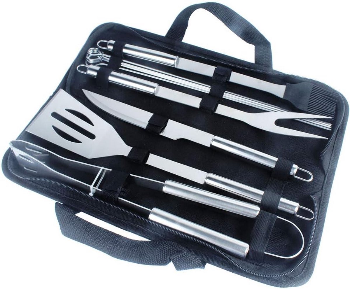 9-Delige BBQ Grillset: Complete Roestvrijstalen Gereedschapset in Draagtas