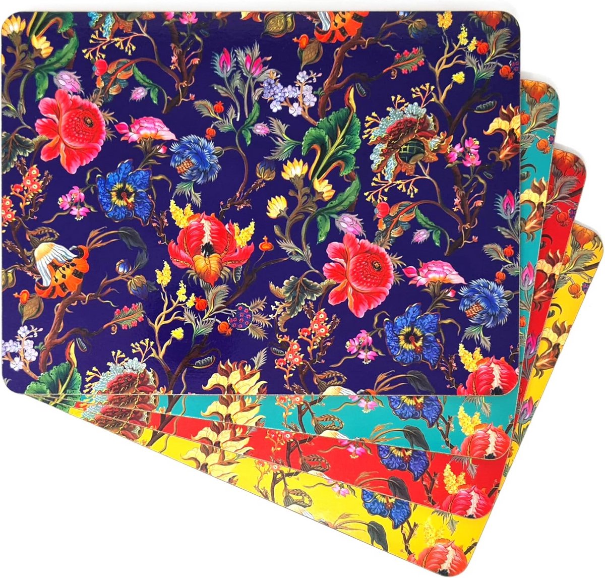 Set van 4 Placemats Bloemmotief - Hittebestendig & Decoratief - 29x22 cm