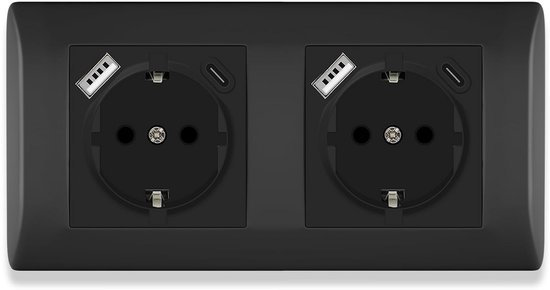 Inbouw Dubbele WCD met USB A en USB C Poort Zwart 16A Schuifcontact | bol