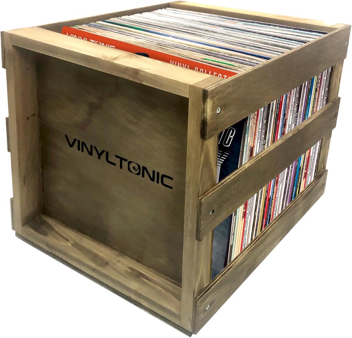 Stapelbare Vinyl Opbergbox voor LP's - Duurzame Houten Crate