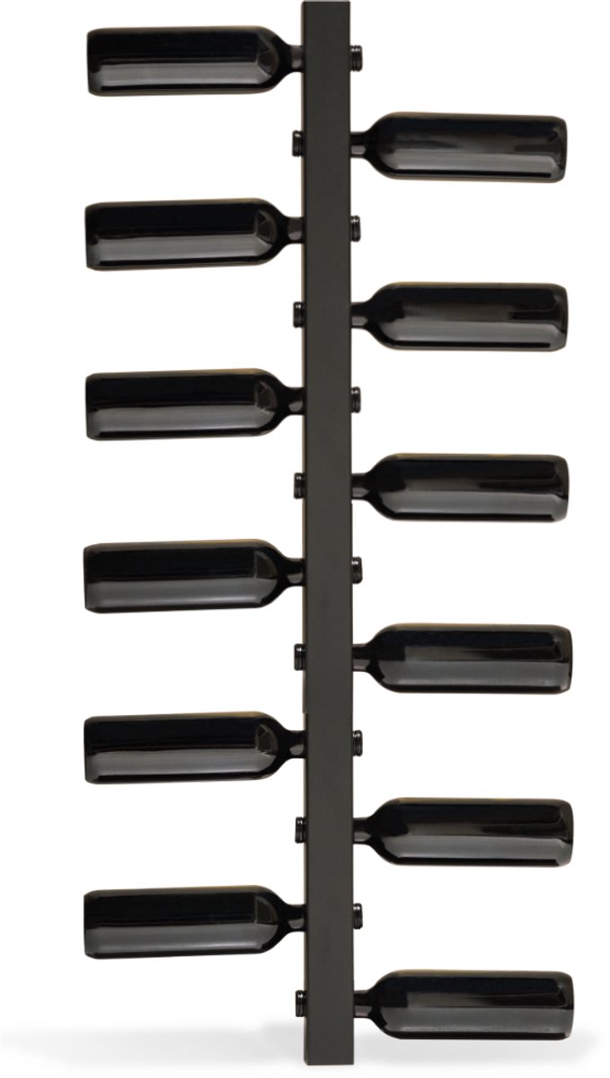 Steelful Wijnrek - Wijnrek Muur - Industrieel Wijnrek - Wijnfleshouder - Metaal - Voor 12 Flessen - Zwart - Dutch Design - Relatiegeschenk