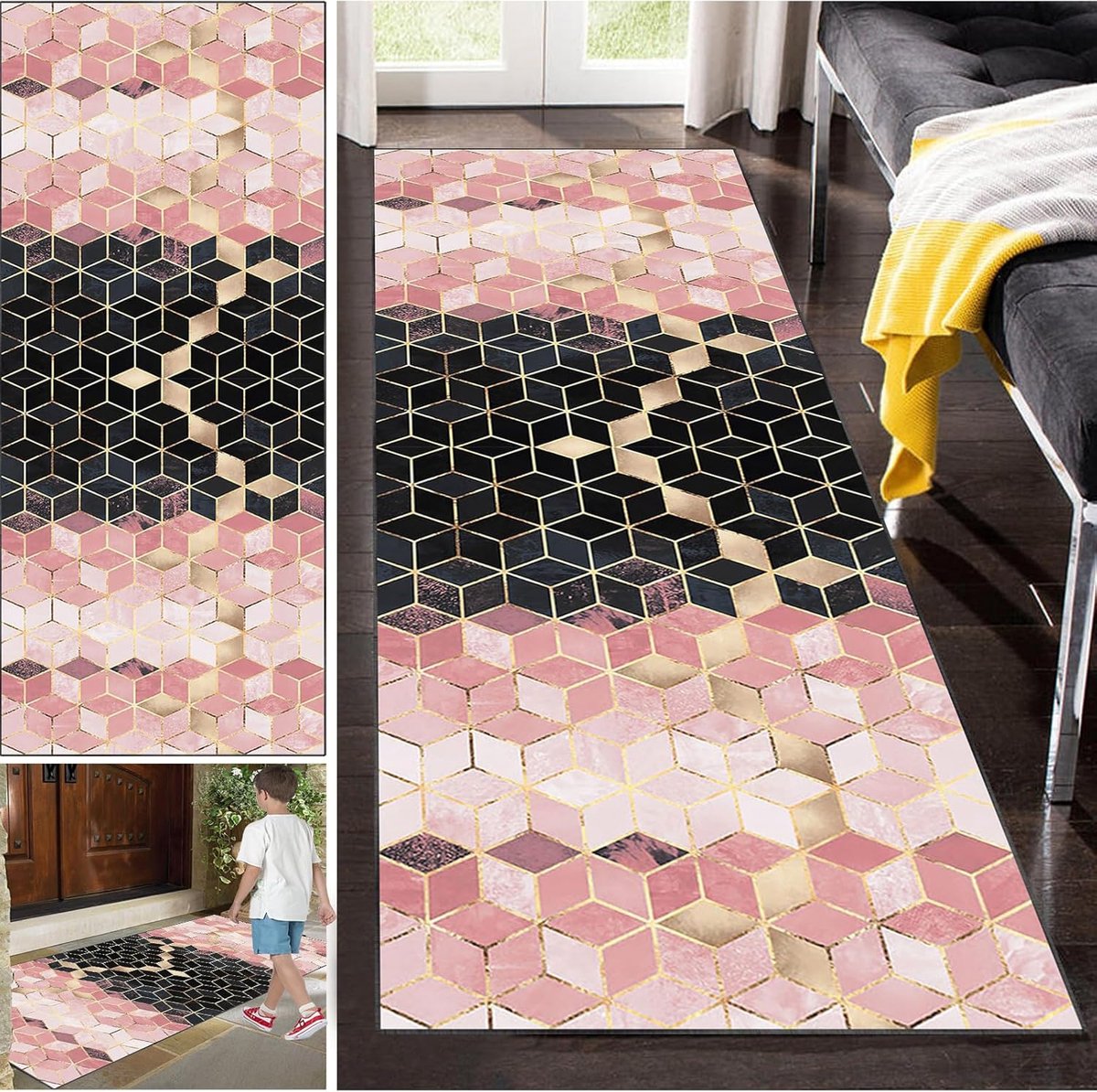 Keukenloper Tapijt - Lange Vloerbedekking - Keuken Gang - Antislip Wasbaar - 90x100 cm