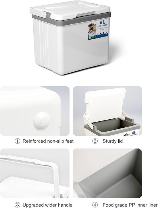 Draagbare koelbox - Lunchbox vriezer - Buitenactiviteiten - Geïsoleerde waterdichte - 6 liter - Meerkleurig — afbeelding 5
