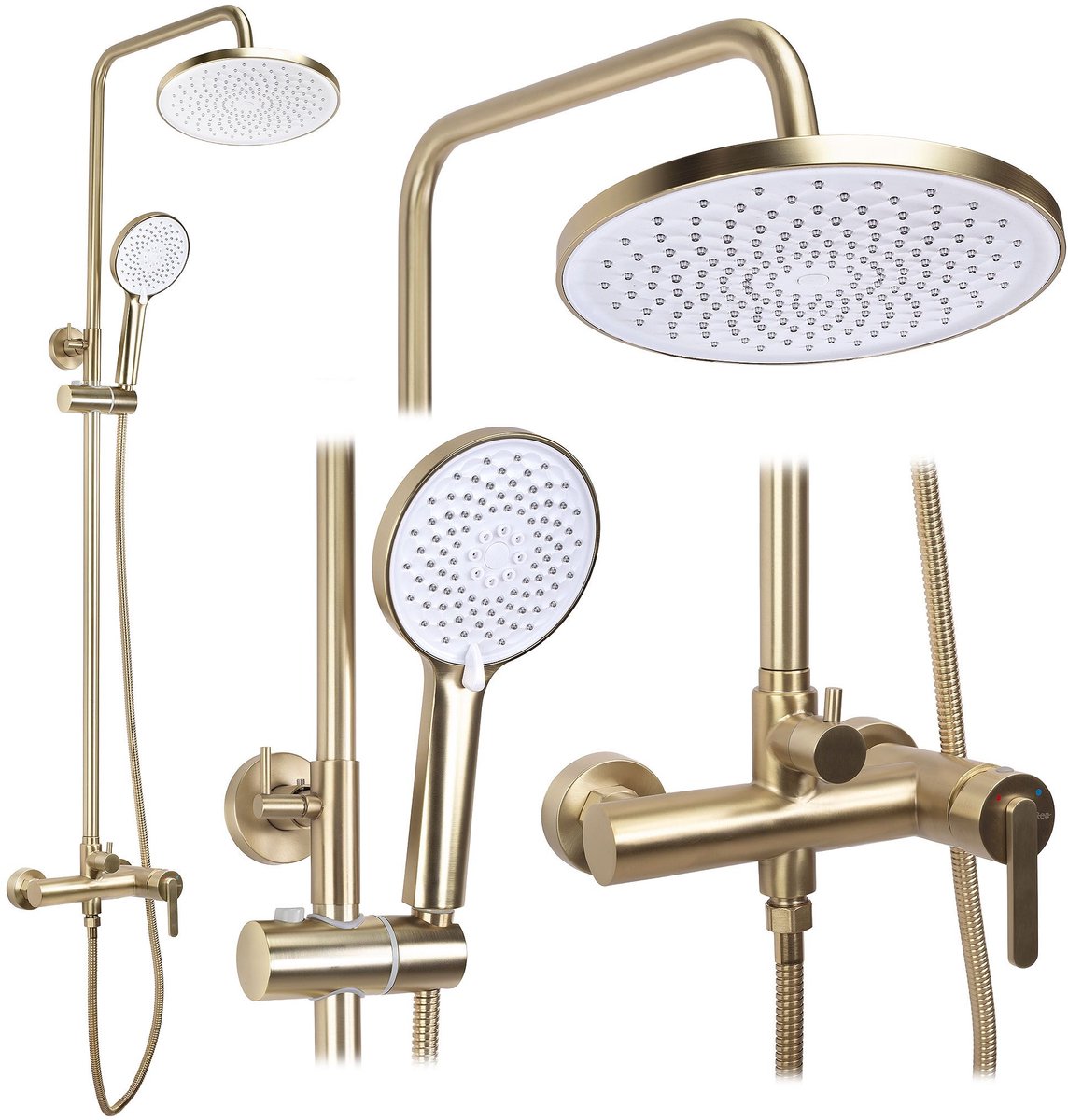 Rea - Ontario - Doucheset - Geborsteld Goud Led - 21X16X124Cm