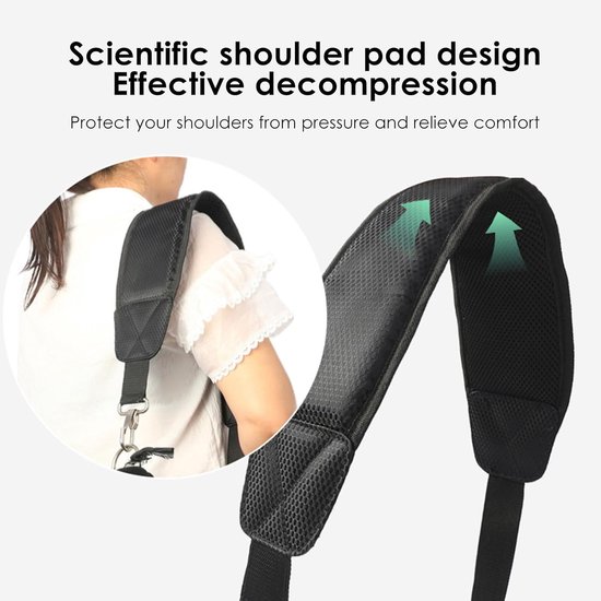 Golftas Draagriem - Schouderband Golftas - Comfortabel Dragen - Verstelbaar Enkel Gevoerd - 120cm Lengte - Zwart van Merkloos — afbeelding 5