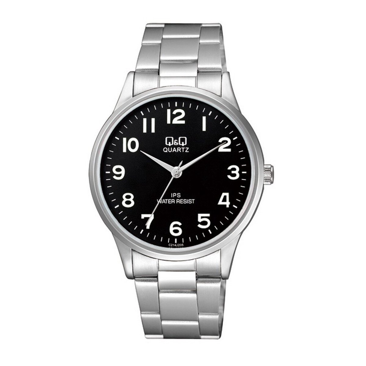 Q&Q C214J205Y - Horloge - Analoog - Mannen - Heren - stalen band - Rond - Staal - Zilverkleurig - Zwart