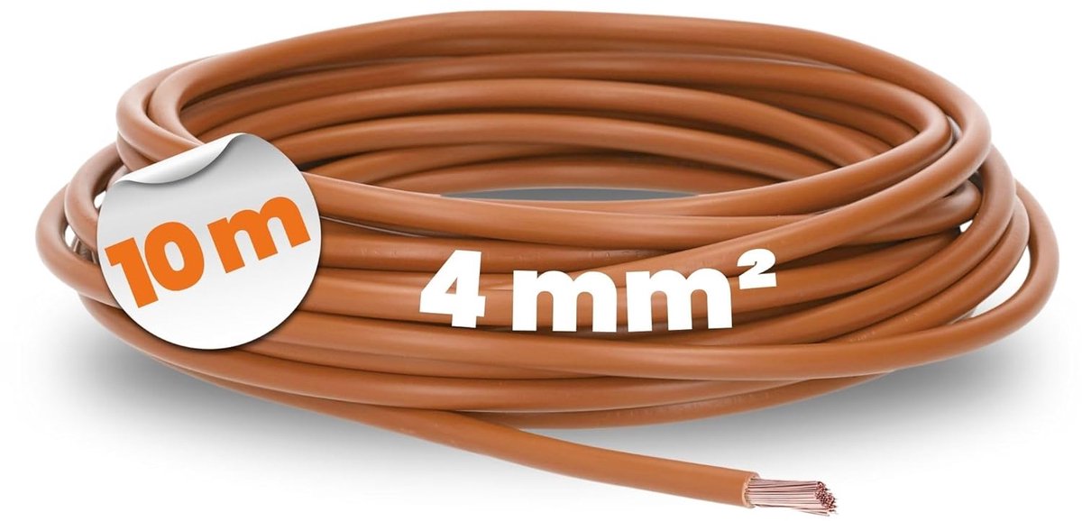 Bedradingsleiding - Enkele ader - Interne bedrading - Flexibel PVC - 10 meter 4 mm² - Bruin