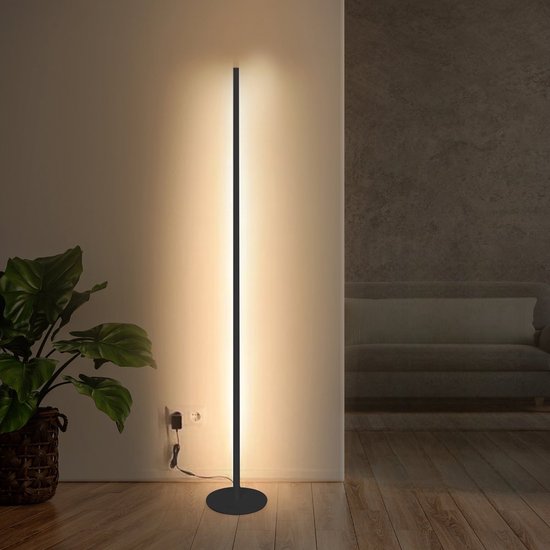LED Vloerlamp Dimbaar – Hoeklamp 150 cm – Moderne Staande Lamp Zwart – Sfeerverlichting Woonkamer & Slaapkamer
