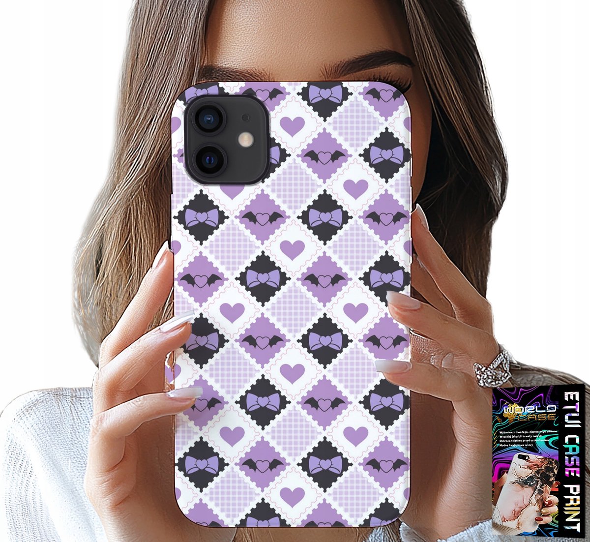 HOESJE VOOR IPHONE 13 MINI - MODIEUZE HARTJESSTRIK + GLAS