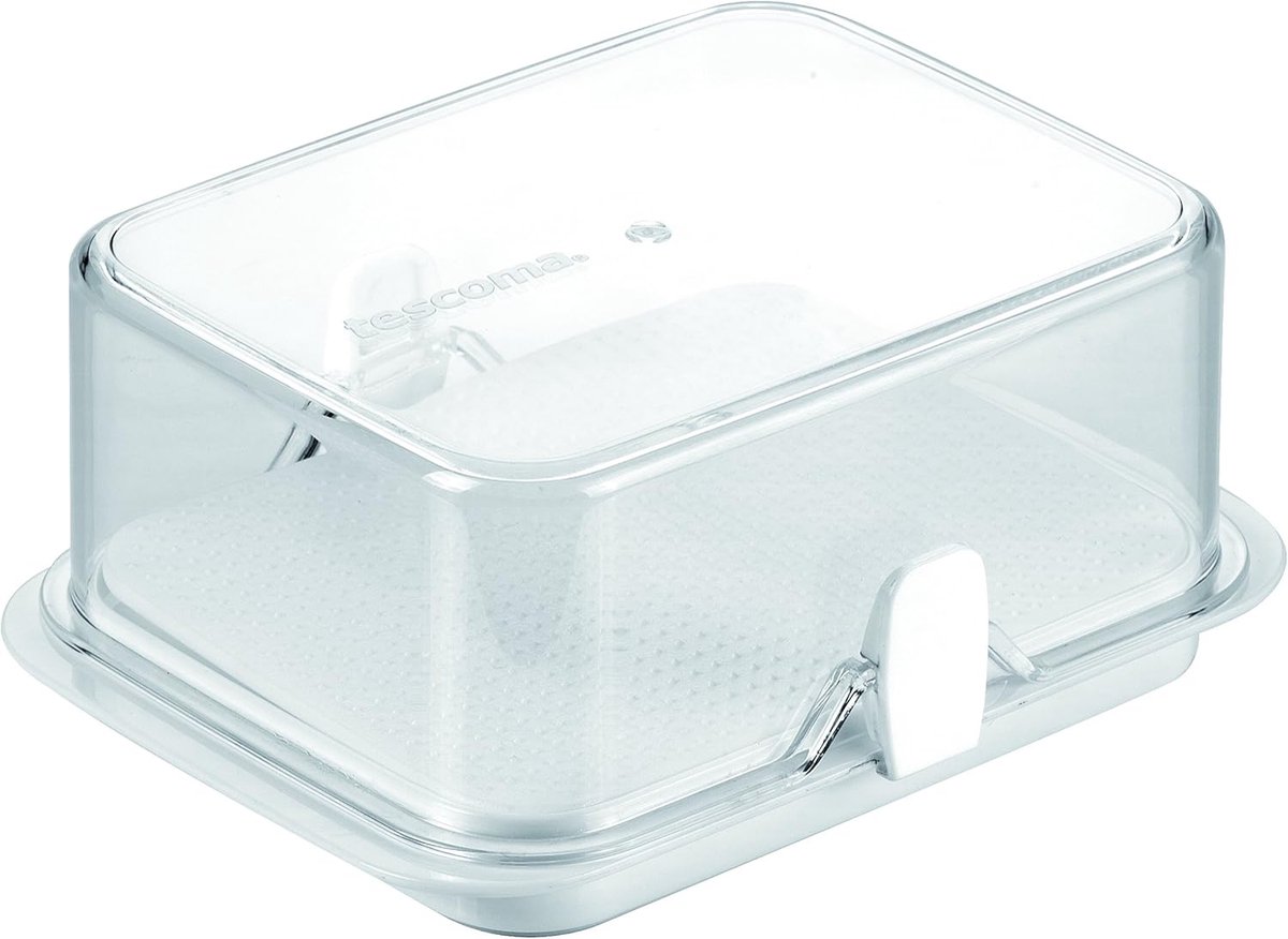 Botervloot - Boterdoos - Boter bewaren - Met sluitclips - 15x11x7 cm - Wit
