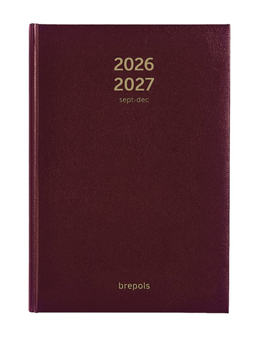 Brepols agenda 2026-2027 - Bretime LIMA - Schoolagenda - 16 maanden - 1 week per 2 pagina's - Gebonden - Weekoverzicht - Bordeaux - 14.8 x 21 cm