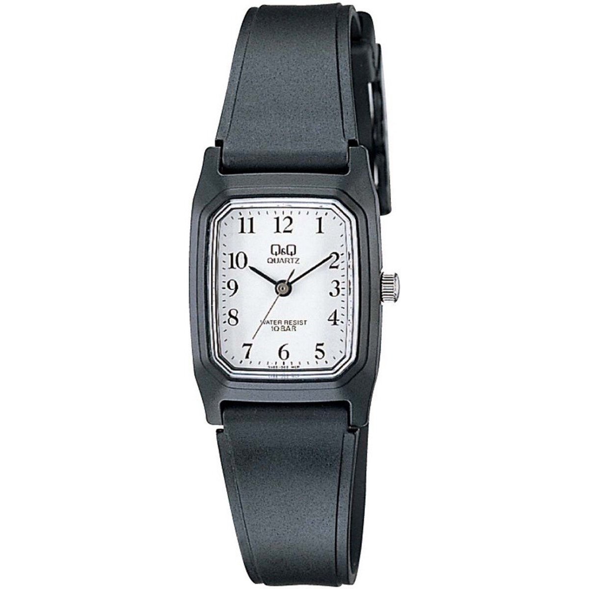 QQ VP49J001Y - Horloge - Sport - Analoog - Dames - Vrouwen - Plastic band - Rechthoek - Cijfers - Kunststof - Zwart - Wit